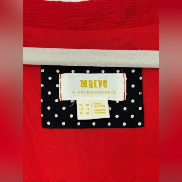 Anthropologie Maeve Juliet Corseted Textured Mini Dress in Red Women’s US Size 8 - Picture 4 of 16